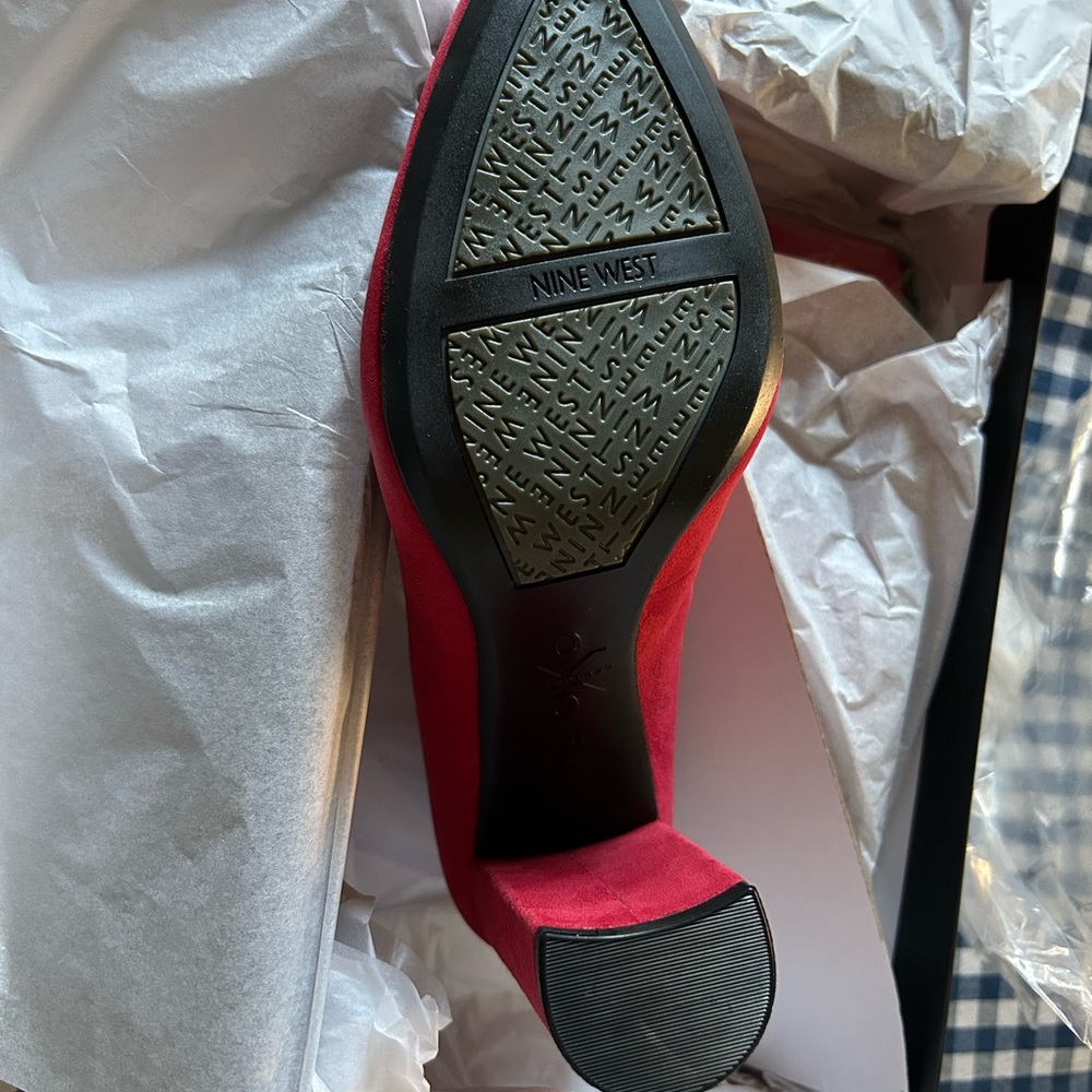 NWT red real leather—suede heels.  👠 - Picture 7 of 10